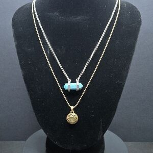 Lucky Brand Necklace Faux Turquoise & Citrine Charms 16" w/ Maker Hang Tag